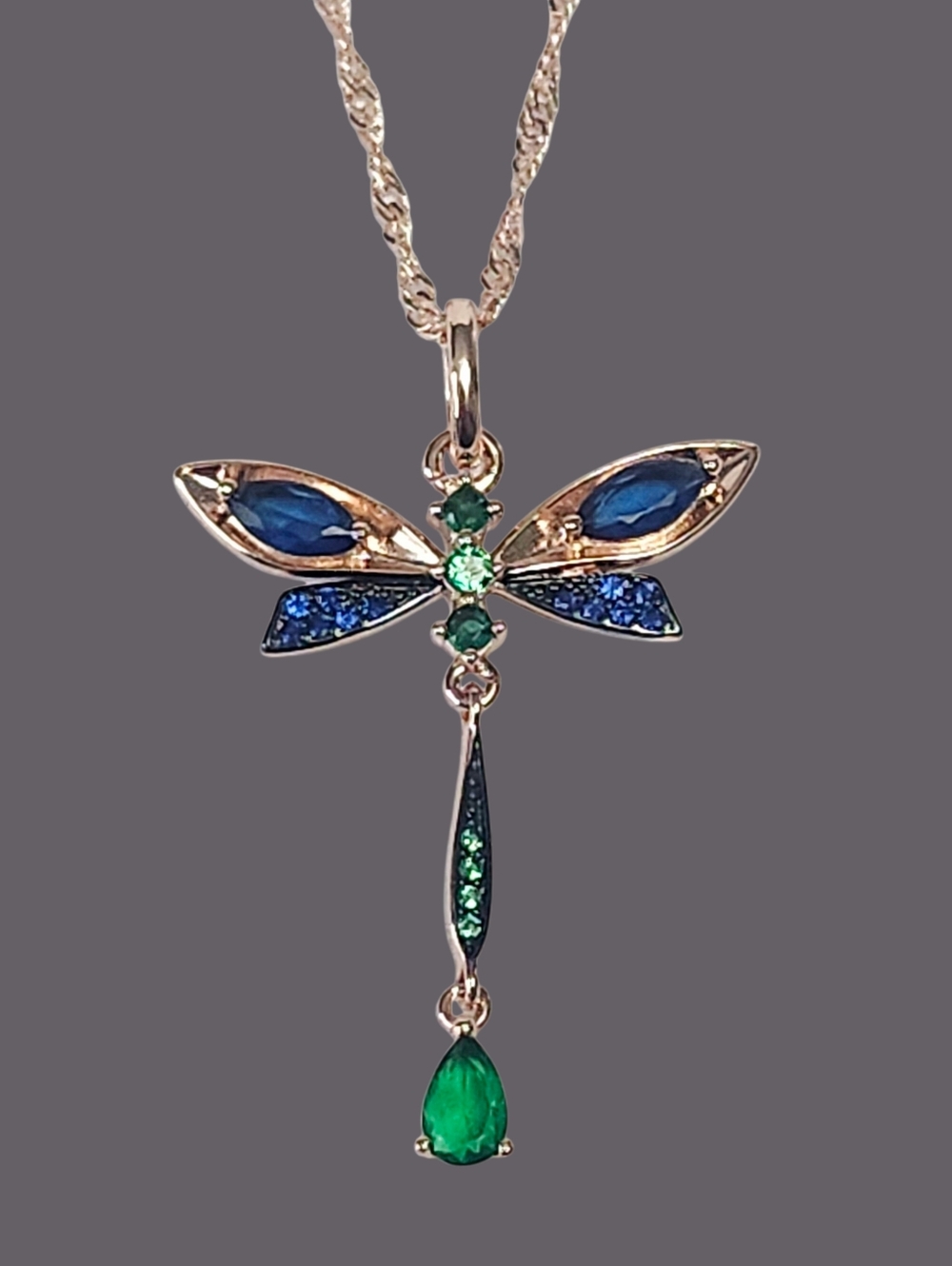NEW Rose Sterling Silver Dragonfly Necklace